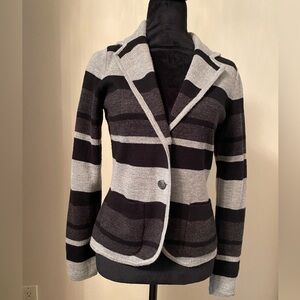 Striped Black and Gray Women's Sweater/Blazer Style